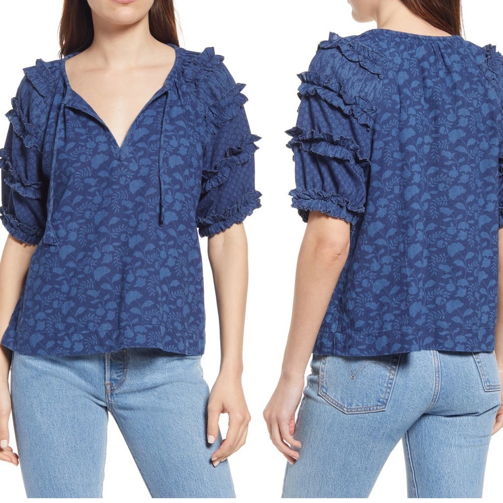 Faherty Bodhi Ruffle Trim Top
